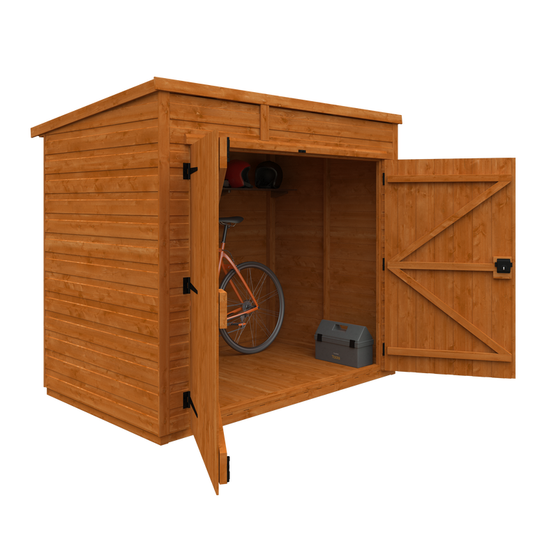 Buy a new pent roof bike shed in Edinburgh and the Lothians, click here for a pent roof bike shed store installation quote