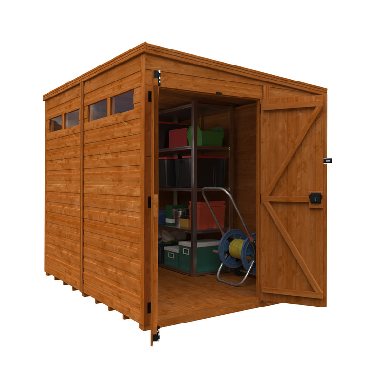 Buy a new pent roof double door security shed in Edinburgh and the Lothians, click here for a pent roof double door security shed installation quote