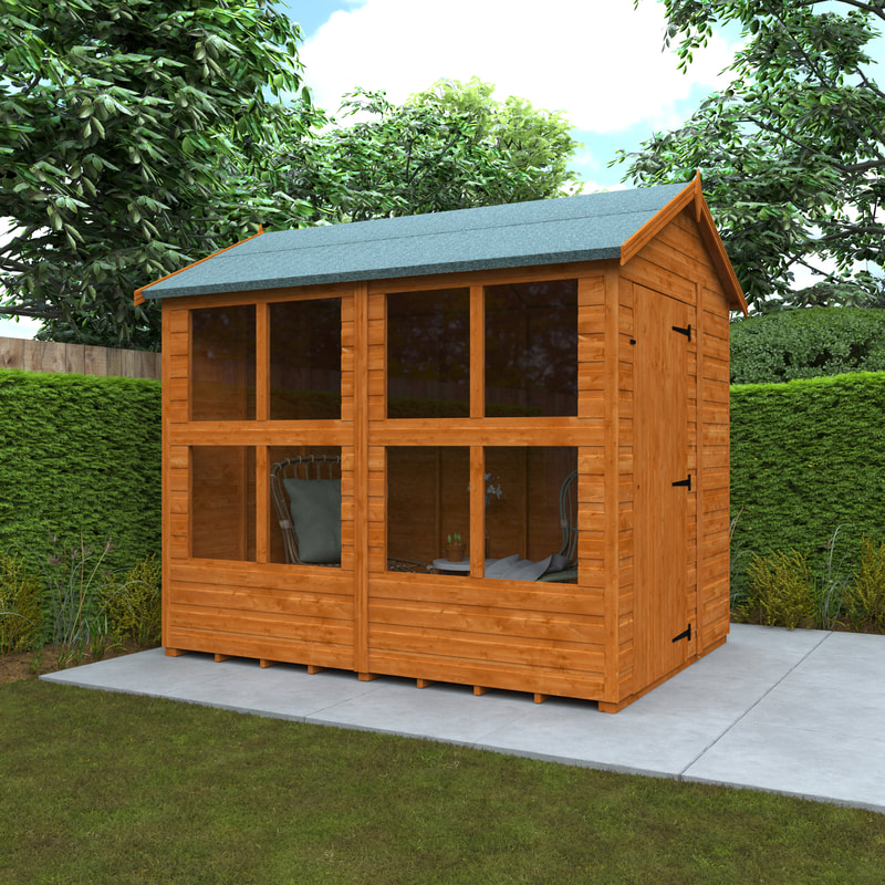 Garden sunroom sheds in Edinburgh and the Lothians, click here for an apex sunroom shed installation quote in Edinburgh, East Lothian, and Midlothian from JDS Gardening Services