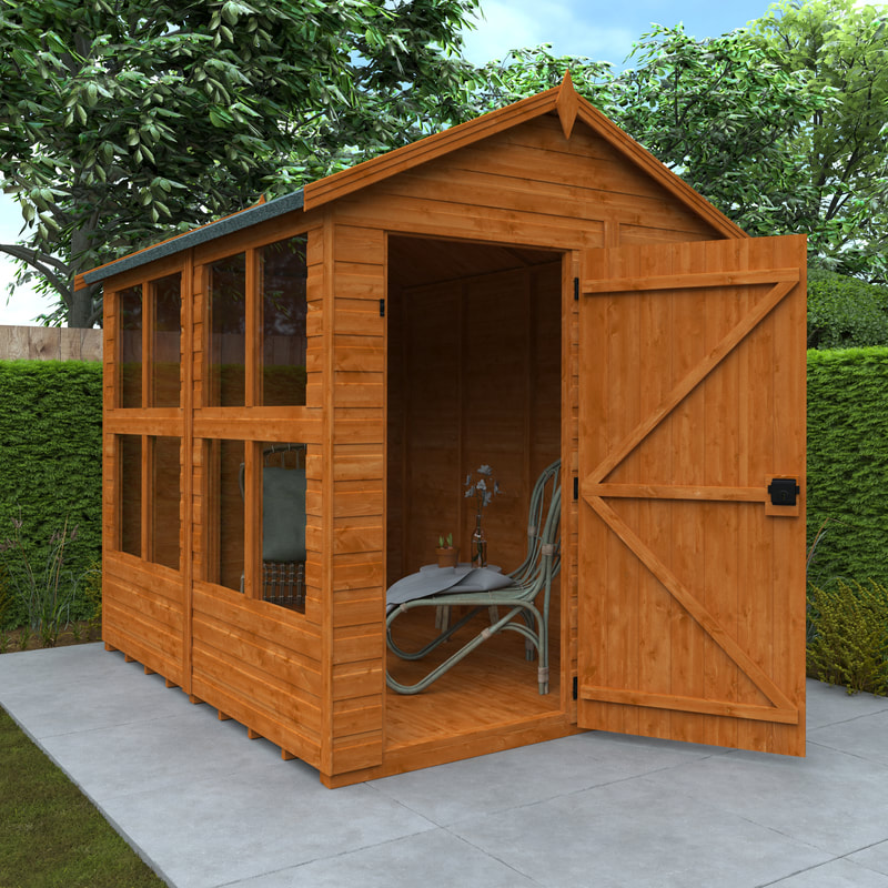 Buy a new apex roof sunroom shed in Edinburgh and the Lothians, click here for an apex sunroom shed installation quote in Edinburgh, East Lothian, and Midlothian from JDS Gardening Services