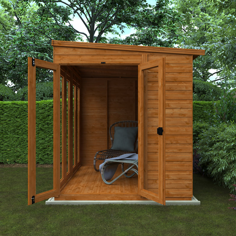Buy a new pent roof full pane summerhouse in Edinburgh and the Lothians, click here for a pent summerhouse installation quote in Edinburgh and the Lothians from JDS Gardening Services