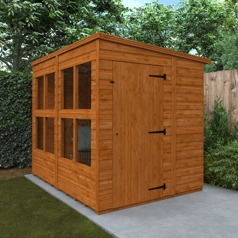 Buy a new pent roof garden sunroom shed in Edinburgh and the Lothians, click here for a pent roof sunroom shed installation quote in Edinburgh and the Lothians from JDS Gardening Services