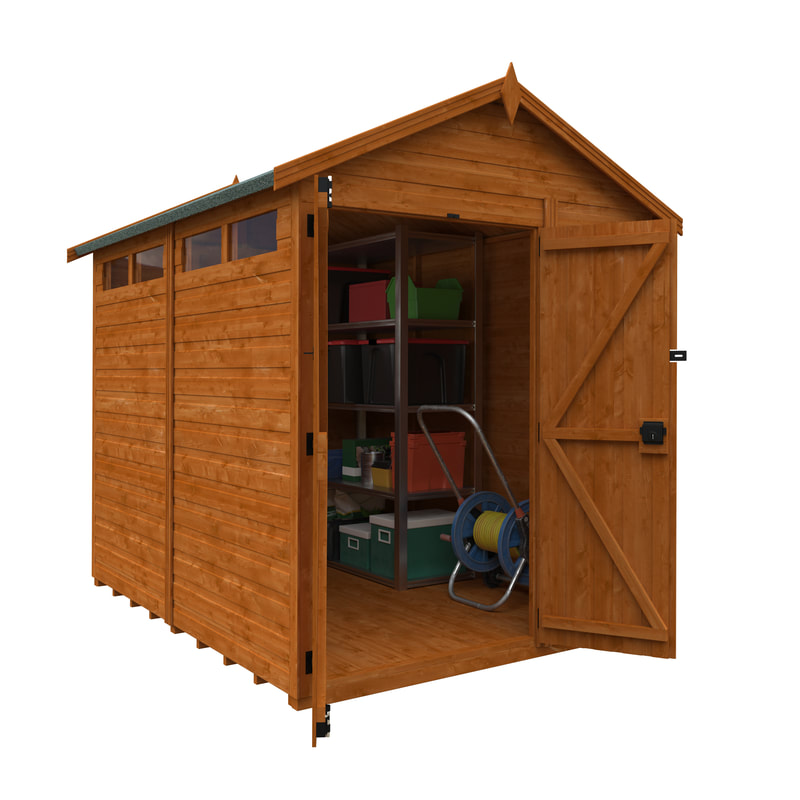 Buy a new apex roof double door security shed in Edinburgh and the Lothians, click here for an apex roof security shed supply and installation quote near you