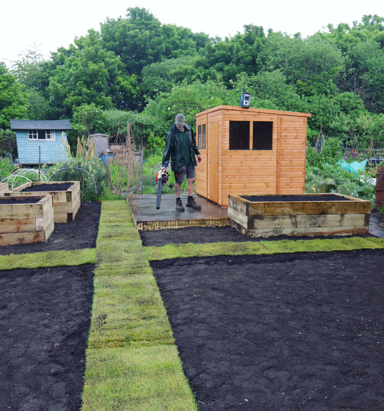 Garden shed installation project in the Ferry Road Allotments site in Edinburgh by JDS Gardening
