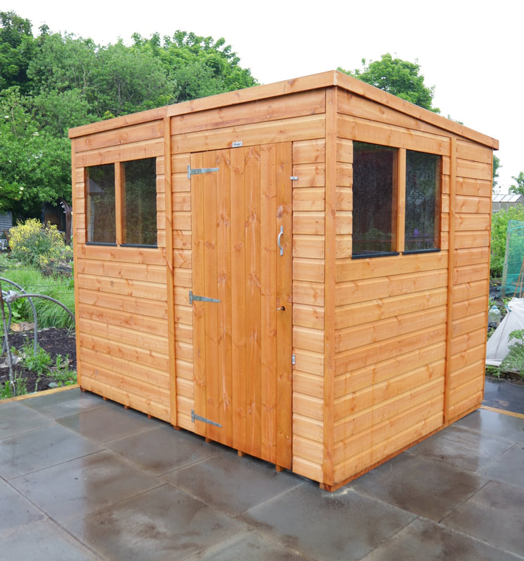 New pent roof shed installation project in the Ferry Road Allotments site in Edinburgh by JDS Gardening